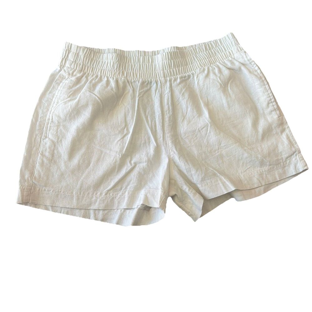 Old Navy Linen Blend Shorts Womens M Ivory Pockets Pull On Comfort Waistband EUC